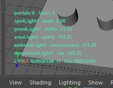 Light Surgeon viewport HUD — dead / utility / rim contribution